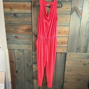 Charming Charlie Coral Sleeveless Jumpsuit